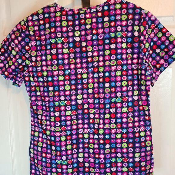 (789) Zoe+Chloe Woman's Colorful Icon dots Scrubs, Size: Small Color: Black - Picture 8 of 11